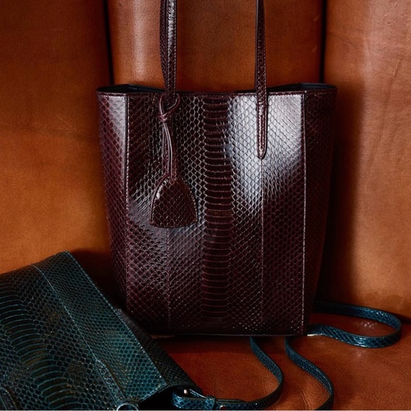 Ralph Lauren Handbags - Ralph Lauren Collection Bordeaux Ayers Snakeskin Mini Modern Tote